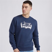 Levi's Mens Standard Graphic Crew Neck Sweatshirt Bw Mountain Scenic Crew Dress Blues