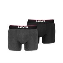 Levi's Mens Logo Waistband Denim Two Pack Boxer Briefs Grey/Black