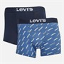 Levi's Mens Logo Aop Two Pack Organic Cotton Boxer Briefs Blue Combo