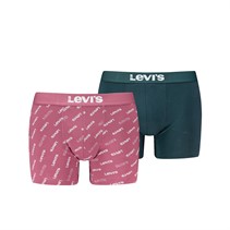 Levi's Mens Logo AOP Two Pack Organic Cotton Boxer Briefs Pink Combo