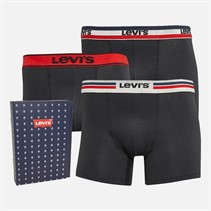 Levi's Mens Iconic Three Pack Boxer Briefs With Gift Box Black Combo