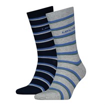 Levi's Mens Bird Eye Stripe Two Pack Regular Cut Socks Blue Combo