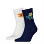 Levi's  Placed Flower Two Pack Short Cut Socks Navy