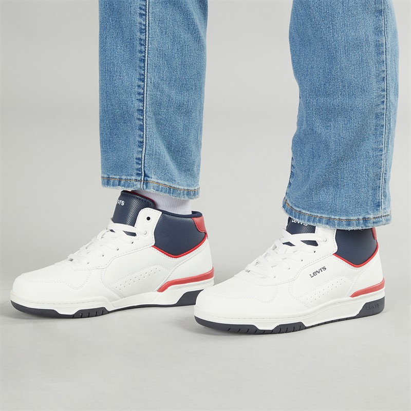 Levi's Junior Dereck Hi Top Sneaker Weiß Marine Rot 0218