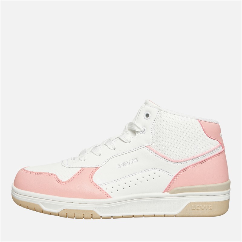 Levi's Junior Girls Dereck Mid Trainers White/Pastel Pink - Size 37