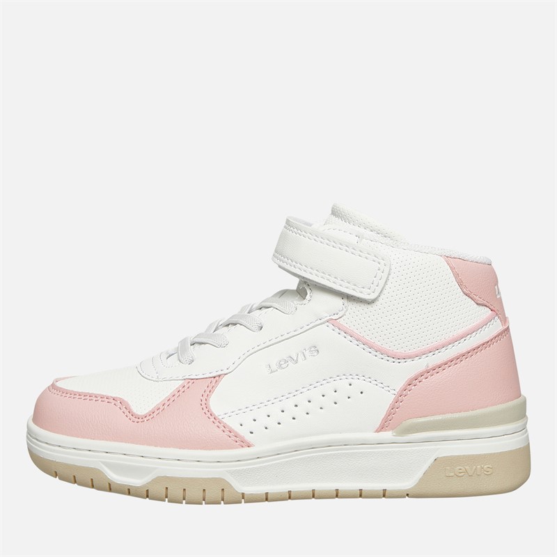 Levi's Girls Dereck Mid Trainers White/Pastel Pink