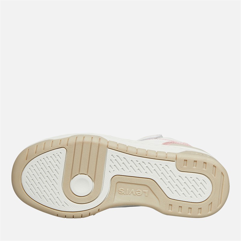 Levi's Girls Dereck Mid Trainers White/Pastel Pink