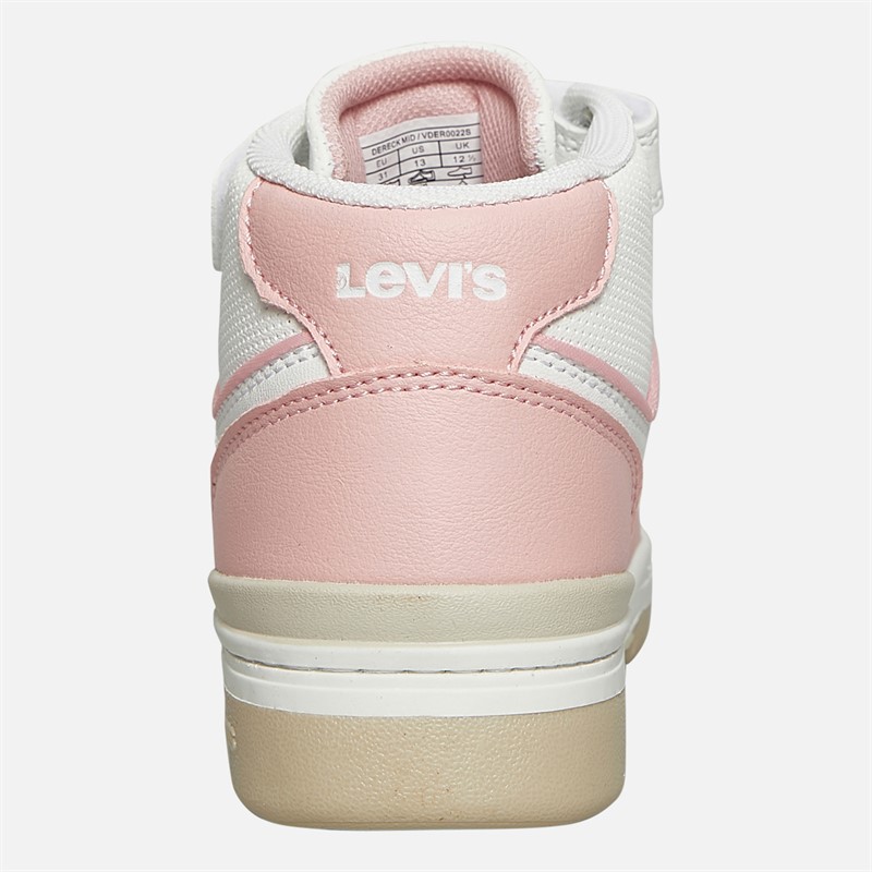 Levi's Girls Dereck Mid Trainers White/Pastel Pink