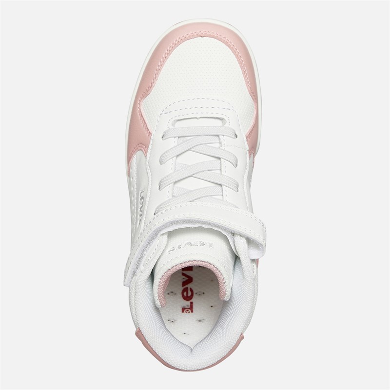 Levi's Girls Dereck Mid Trainers White/Pastel Pink