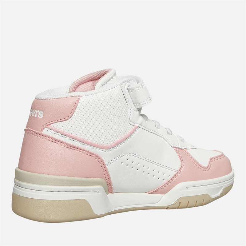 Levi's Girls Dereck Mid Trainers White/Pastel Pink