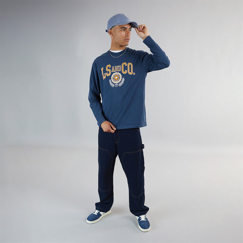 Levi's Heren Graphic Authentic T-Shirt LS & Co Collegiate LS GD Dress Blues