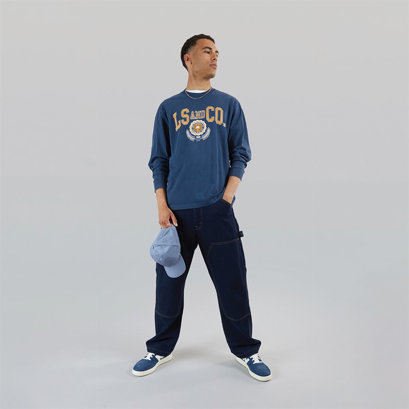 Levi's Heren Graphic Authentic T-Shirt LS & Co Collegiate LS GD Dress Blues