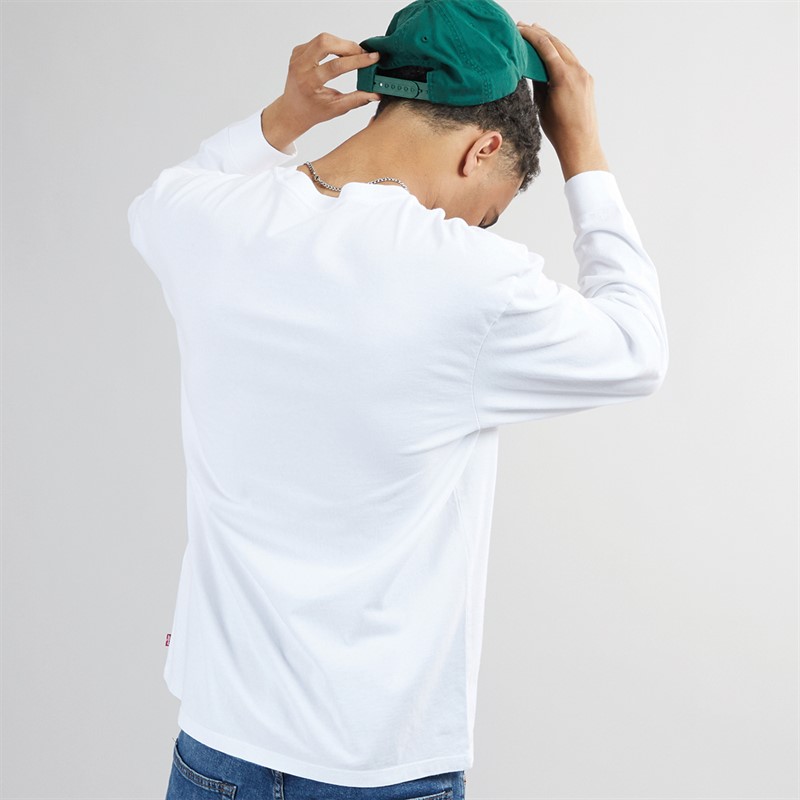 Levi's Herre Klassisk Afslappet T-Shirt LS Monogram 2.0 Bright White