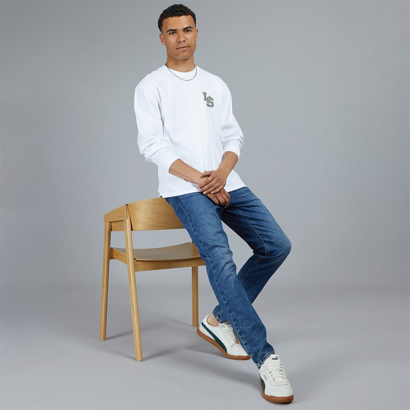 Levi's Herre Klassisk Afslappet T-Shirt LS Monogram 2.0 Bright White