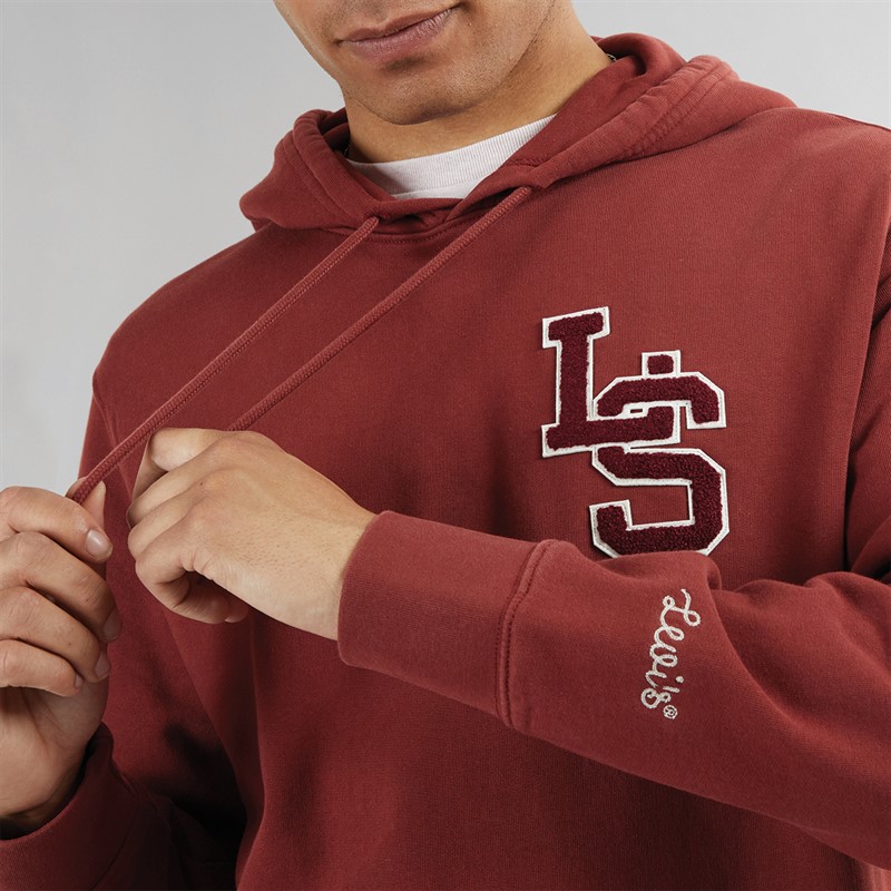 Levi's Mens Standard Graphic Hoodie LS Letterman Fired Brick