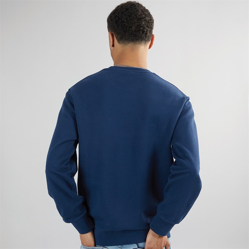 Levi's Mens Standard Graphic Crew Neck Sweatshirt LS Letterman Crew Dress Blues