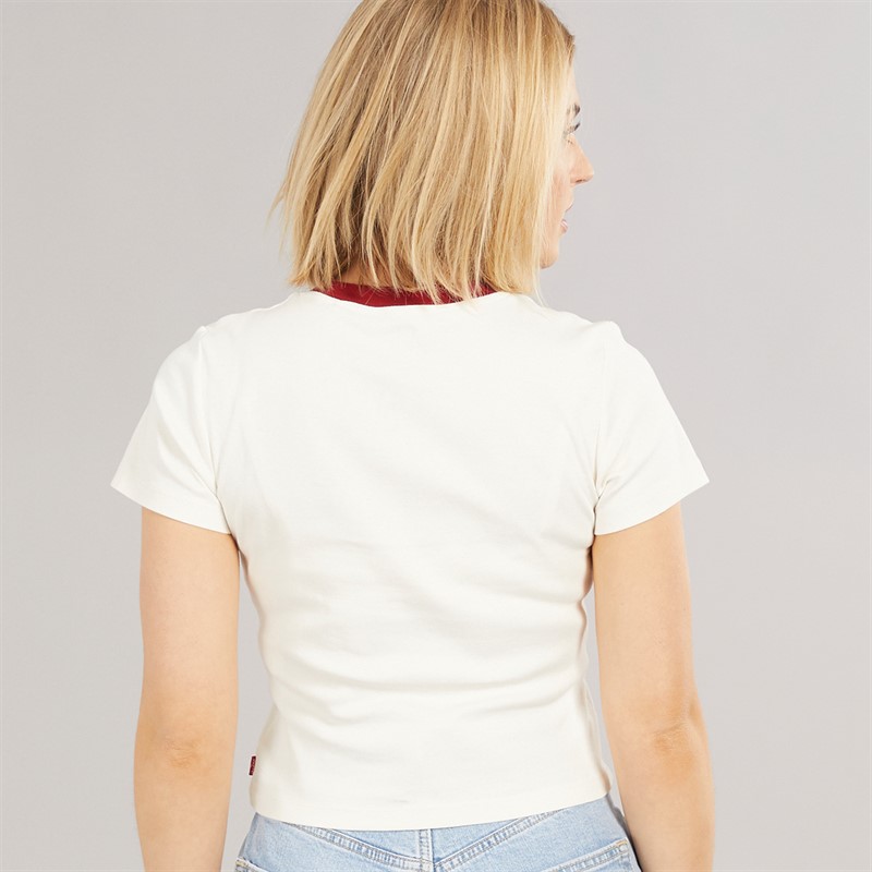 Levi's Womens Essential T-Shirt Archival Script Egret/Sun Dried Tomato
