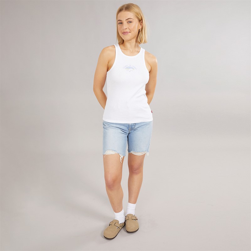 Levi's Womens Graphic Tank Top Coast To Coast Bright White