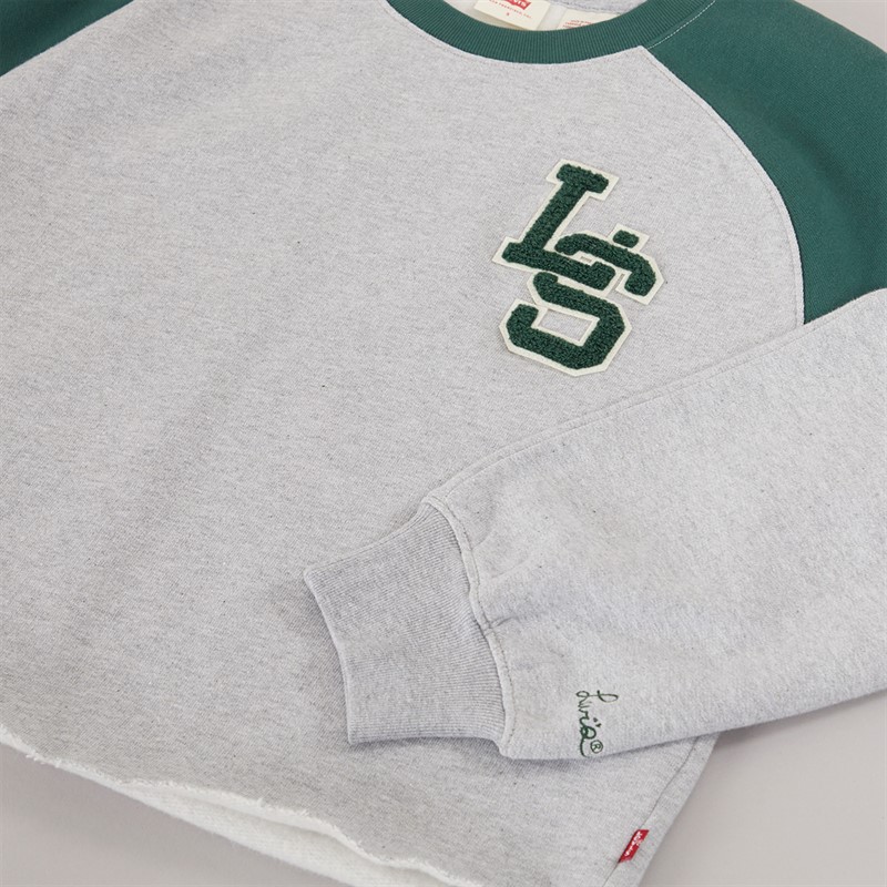 Levi's Womens Graphic Sweatshirt LS Monogram Crew Starstruck Heather Grey