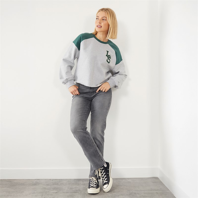 Levi's Womens Graphic Sweatshirt LS Monogram Crew Starstruck Heather Grey