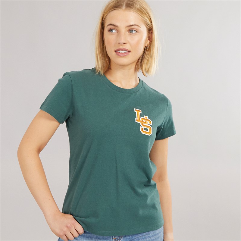 Levi's Womens Perfect T-Shirt LS Monogram Tee Bistro Green