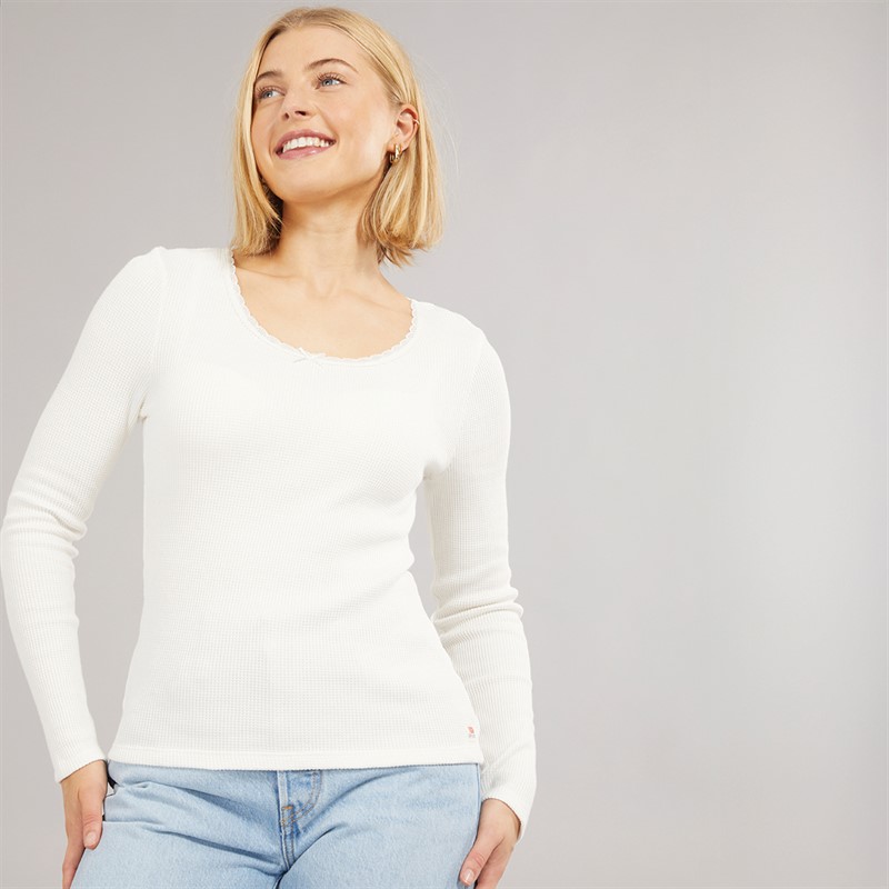 Levi's Womens Waffle Long Sleeve T-Shirt Sugar Swizzle - Size XS