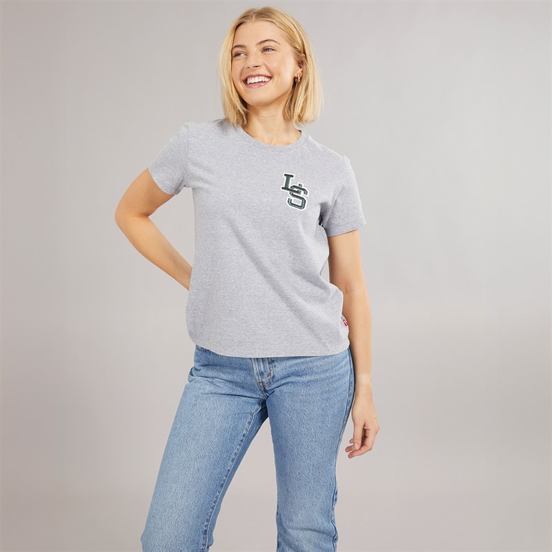 Levi's Womens Perfect T-Shirt LS Monogram Starstruck Heather Grey