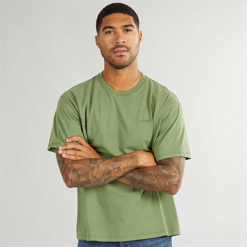 Levi's Herren Rot Tab Vintage T Shirt Kleidungsstück Farbe Weinberg Grün