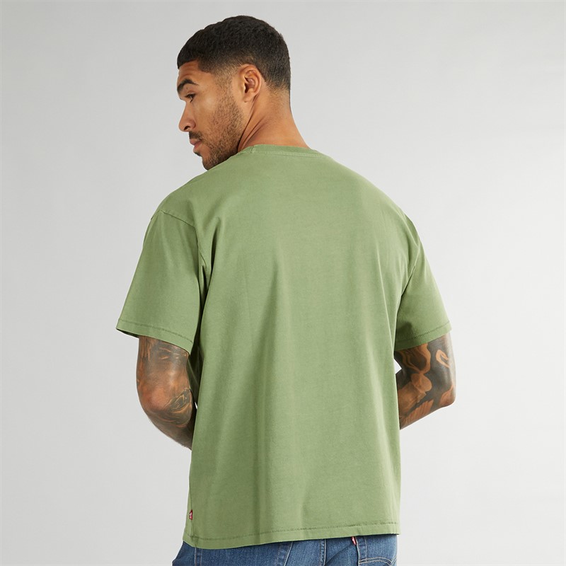 Levi's Herren Rot Tab Vintage T Shirt Kleidungsstück Farbe Weinberg Grün