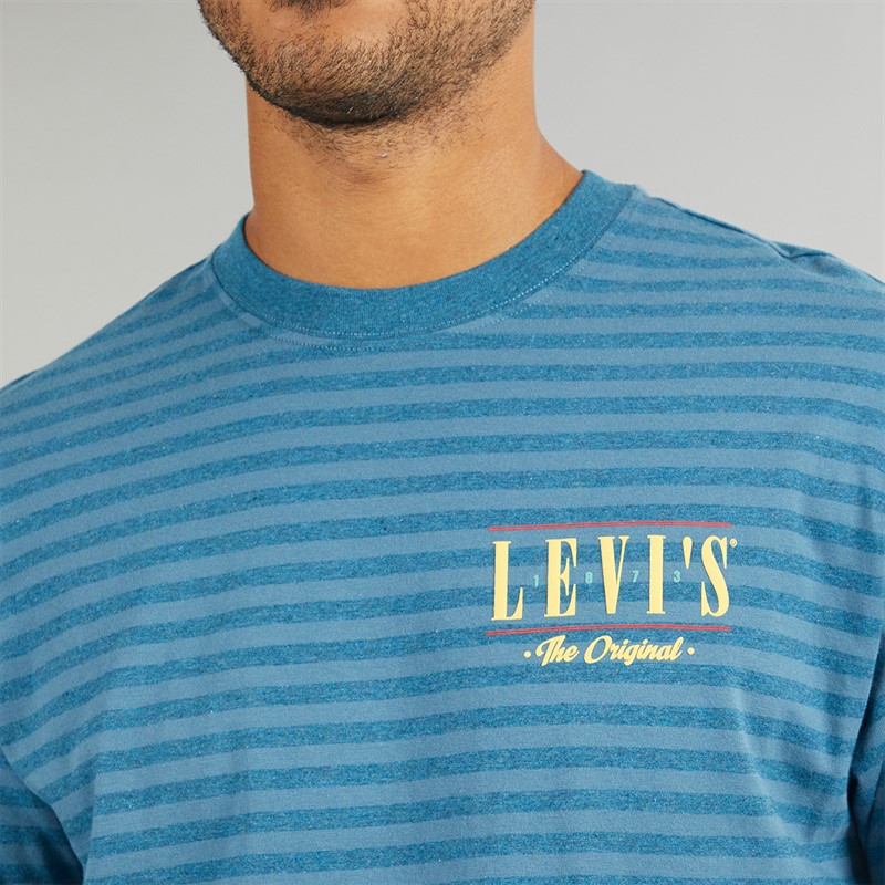 Levi's Herren Vintage Passform T Shirt Streifen Serif Logo Hampton Bay