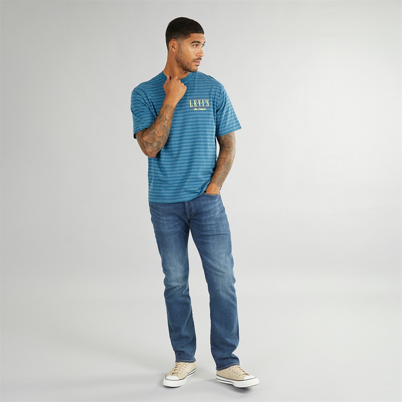 Levi's Herren Vintage Passform T Shirt Streifen Serif Logo Hampton Bay