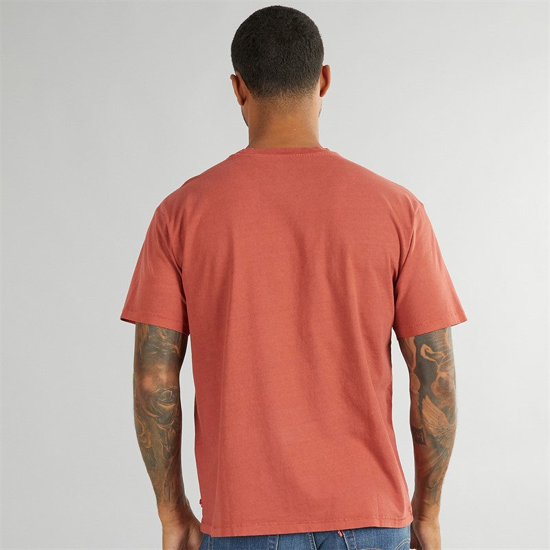 Levi's Herren Rot Tab Vintage T Shirt Garment Dye Rot Farbe