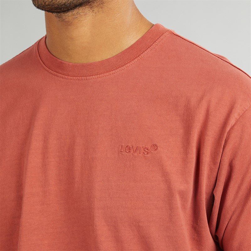 Levi's Herren Rot Tab Vintage T Shirt Garment Dye Rot Farbe