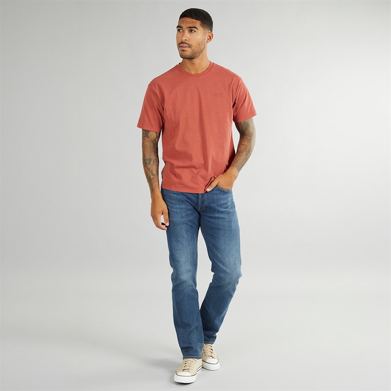 Levi's Herren Rot Tab Vintage T Shirt Garment Dye Rot Farbe
