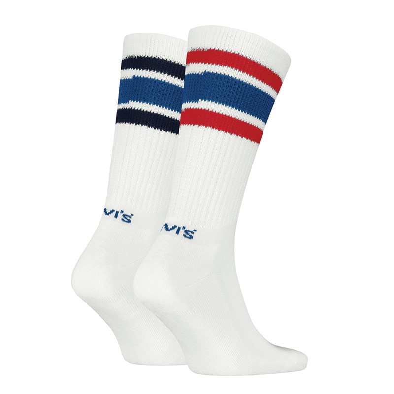 Levi's Two Pack Regular Cut Socks White/Blue/Red