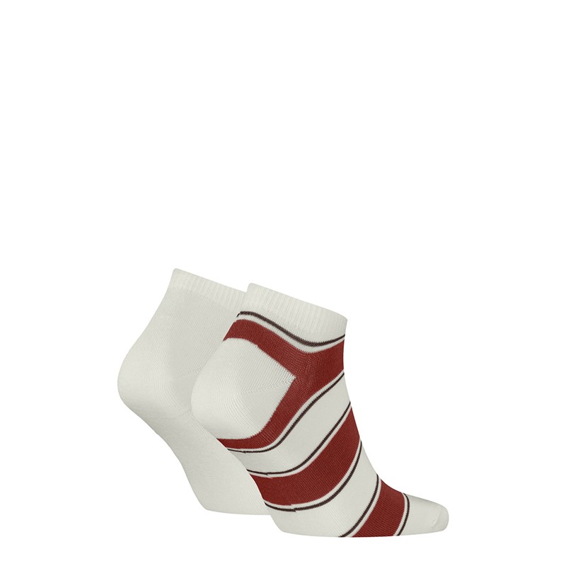 Levi's Rugby Stripe Two Pack Low Cut Socks Off White