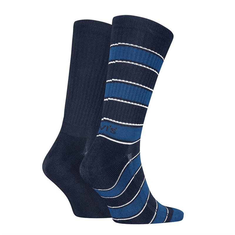 Levi's Rugby Stripe Two Pack Regular Cut Socks Blue Combo