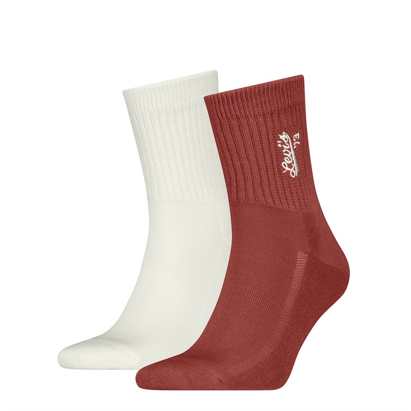 Levi's Mens Embroidery Two Pack Short Cut Socks Red/White