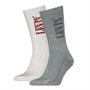 Levi's Mens Wash Logo Two Pack Regular Cut Socks White/Grey