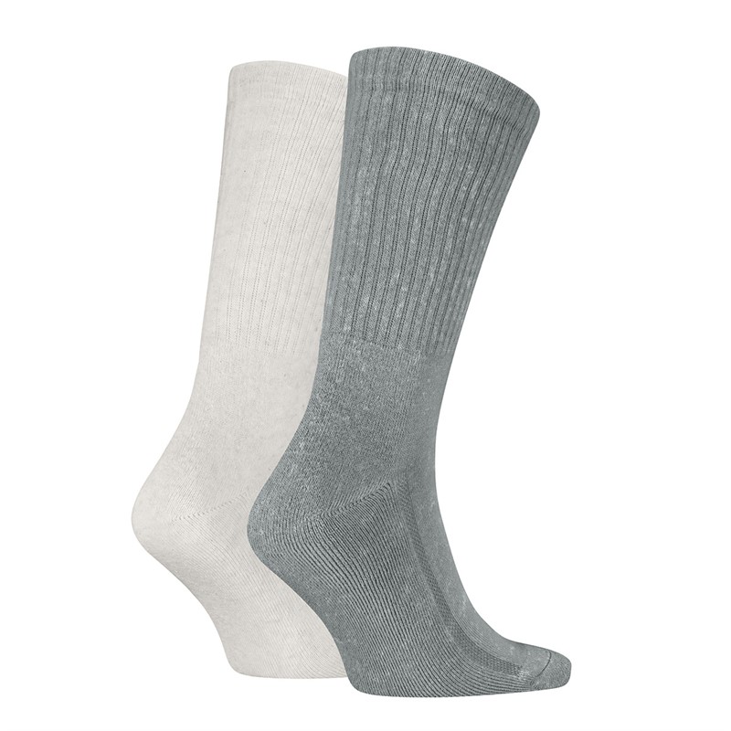 Levi's Mens Wash Logo Two Pack Regular Cut Socks White/Grey