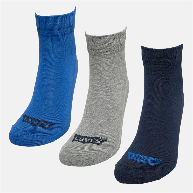 Levi's Mens Batwing Logo Recycled Two Pack Low Cut Socks Blue/Grey