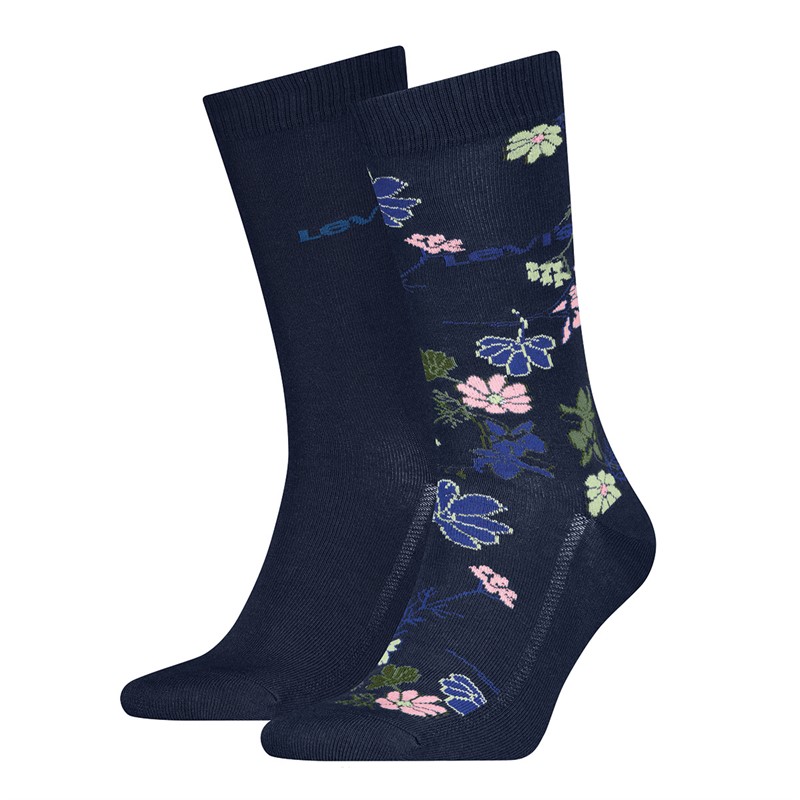 Levi's Flower Two Pack Regular Cut Socks Blue Combo