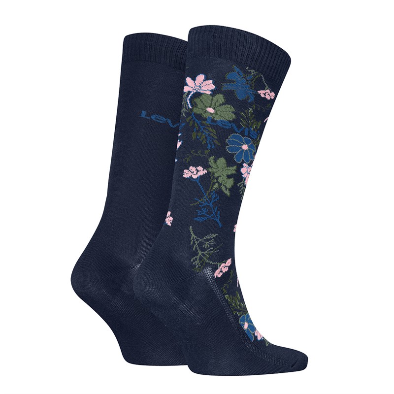Levi's Flower Two Pack Regular Cut Socks Blue Combo