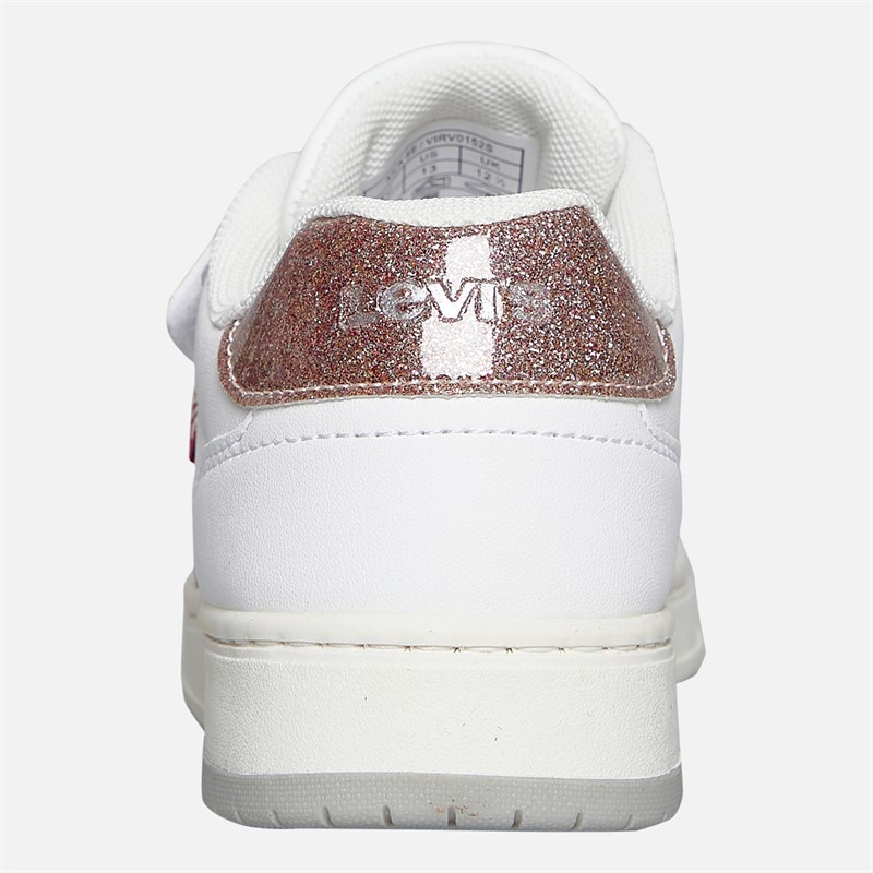 Levi's Girls Kick SE Trainers White/Pink/Glitter White/ Pink/ Glitter