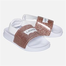 Levi's Infant Girls Pool Mini Strap Sliders Pink Glitter