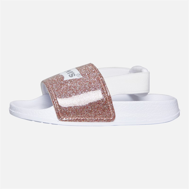 Levi's Infant Girls Pool Mini Strap Sliders Pink Glitter