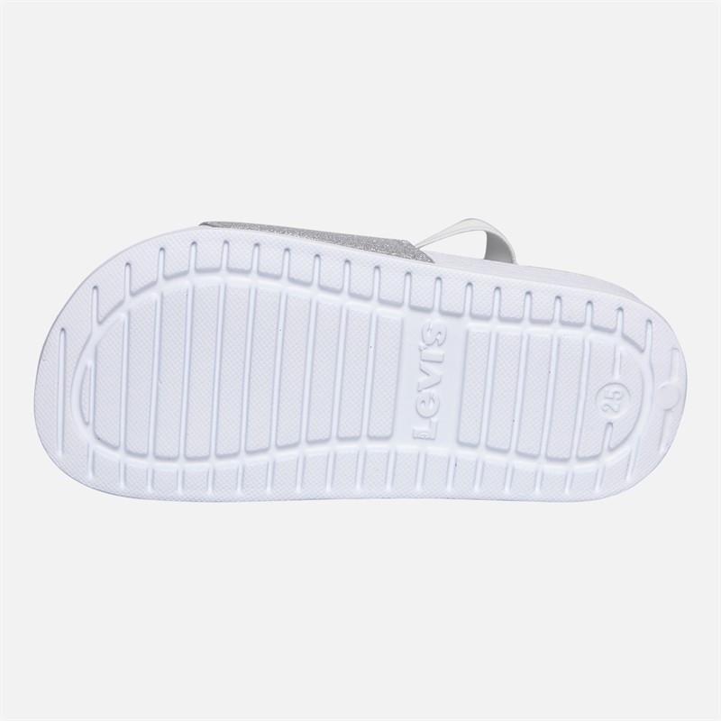 Levi's Infant Girls Pool Mini Strap Sliders Silver/Glitter Silver/ Glitter