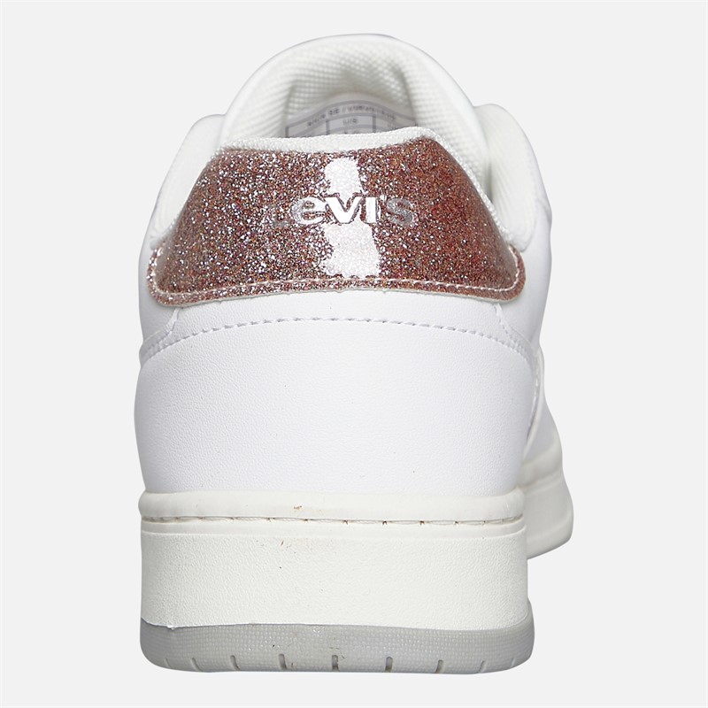 Levi's Junior Girls Kick SE Trainers White/Pink Glitter White/ Pink Glitter