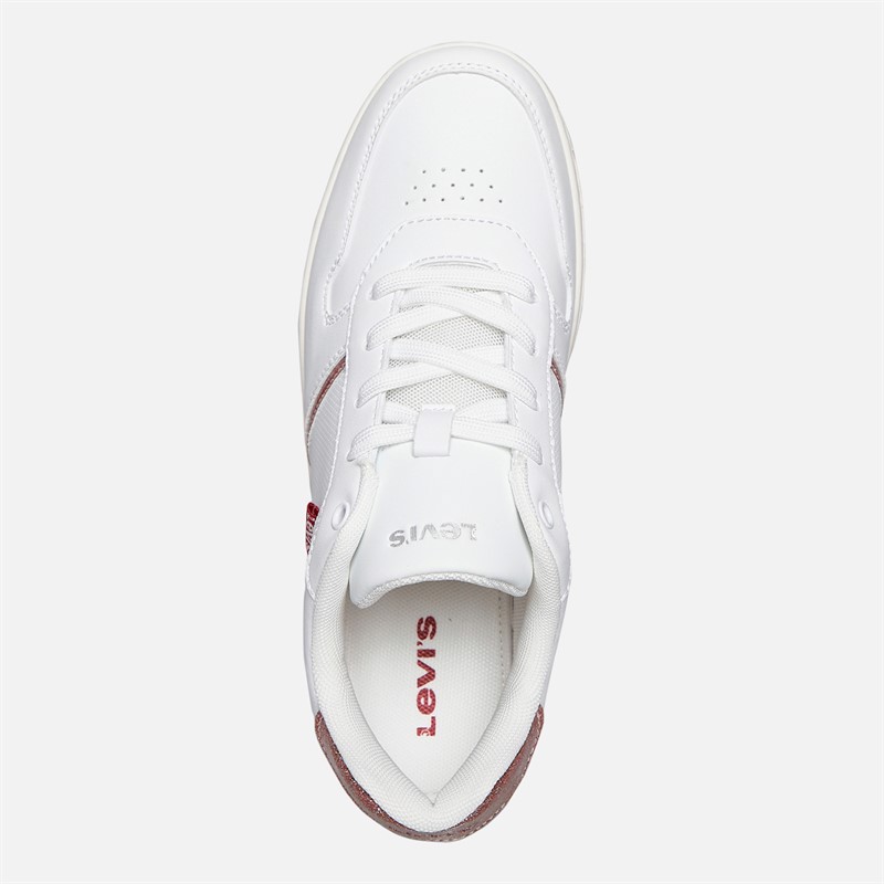 Levi's Junior Girls Kick SE Trainers White/Pink Glitter White/ Pink Glitter