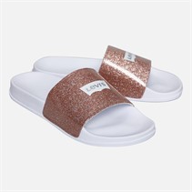 Levi's Junior Girls Pool Sliders Pink Glitter